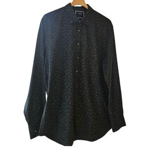 Charles Tyrwhitt XL Slim Fit Shirt Olive Green Floral Microprint